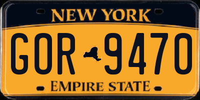 NY license plate GOR9470