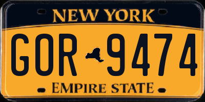 NY license plate GOR9474