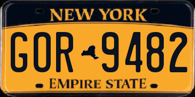 NY license plate GOR9482