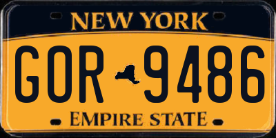 NY license plate GOR9486