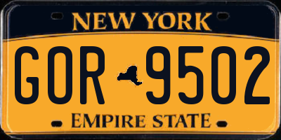 NY license plate GOR9502