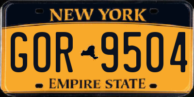 NY license plate GOR9504