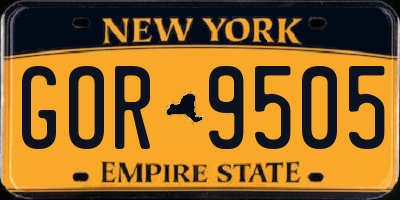 NY license plate GOR9505