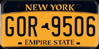 NY license plate GOR9506