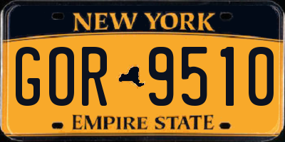 NY license plate GOR9510