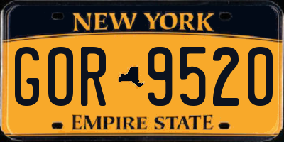 NY license plate GOR9520