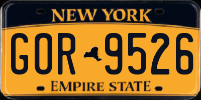 NY license plate GOR9526