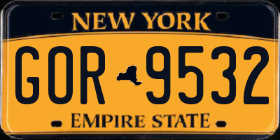 NY license plate GOR9532