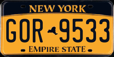 NY license plate GOR9533
