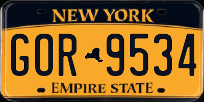 NY license plate GOR9534