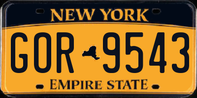 NY license plate GOR9543