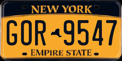 NY license plate GOR9547