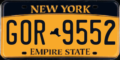 NY license plate GOR9552