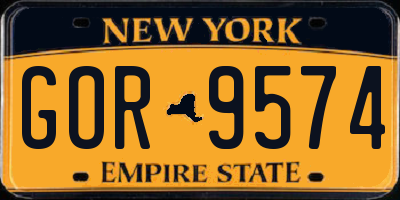 NY license plate GOR9574