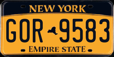 NY license plate GOR9583
