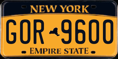 NY license plate GOR9600