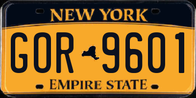 NY license plate GOR9601