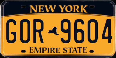 NY license plate GOR9604