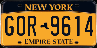 NY license plate GOR9614