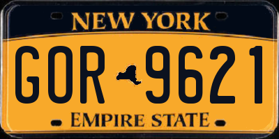 NY license plate GOR9621