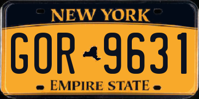 NY license plate GOR9631