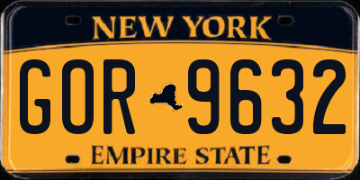 NY license plate GOR9632