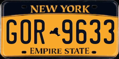 NY license plate GOR9633