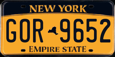 NY license plate GOR9652