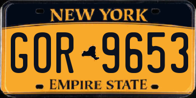 NY license plate GOR9653