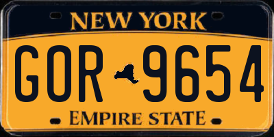 NY license plate GOR9654