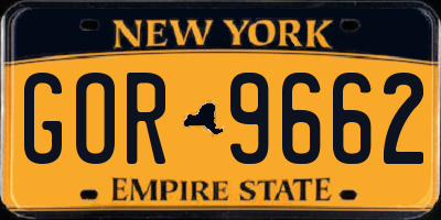 NY license plate GOR9662