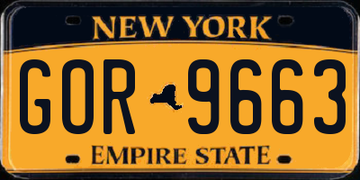 NY license plate GOR9663