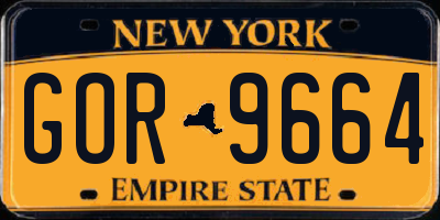 NY license plate GOR9664