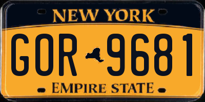 NY license plate GOR9681