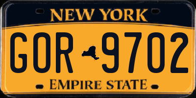 NY license plate GOR9702
