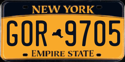 NY license plate GOR9705