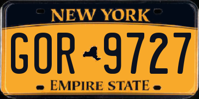 NY license plate GOR9727