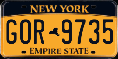 NY license plate GOR9735
