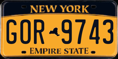 NY license plate GOR9743