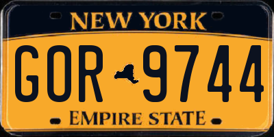 NY license plate GOR9744