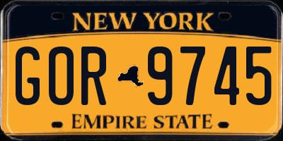 NY license plate GOR9745