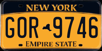 NY license plate GOR9746