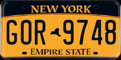 NY license plate GOR9748