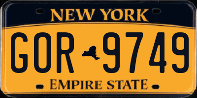 NY license plate GOR9749