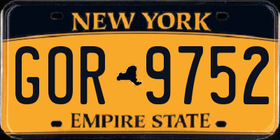 NY license plate GOR9752