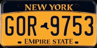 NY license plate GOR9753