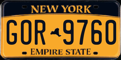 NY license plate GOR9760