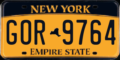 NY license plate GOR9764