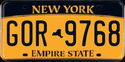NY license plate GOR9768