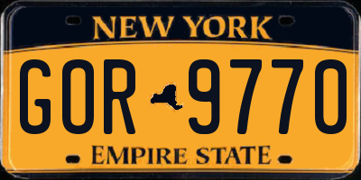 NY license plate GOR9770